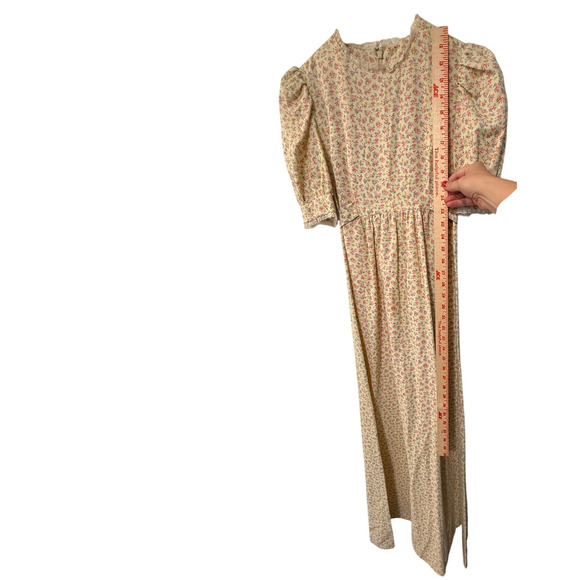 Vintage Cottagecore XS Puff Shoulder Prairie Dress Liberty Floral Butter Yellow - Picture 12 of 12